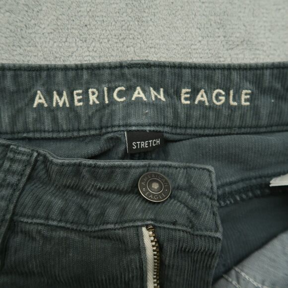 American Eagle Mom Jeans Women's 4R Green Mid-Rise Straight Corduroy 27" Inseam - Picture 11 of 16